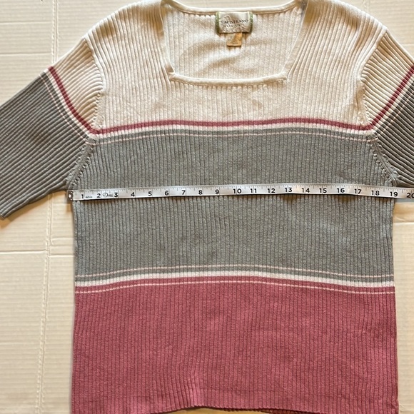 Capistrano essentials-22/24-white/pink/gray short sleeve ribbed pullover sweater - Picture 6 of 8